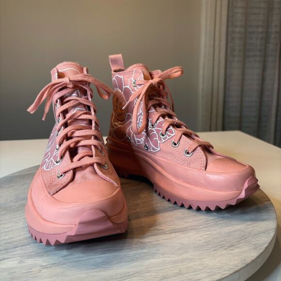 Converse Run Star Hike High Top Pink Quartez Floral Rose 571877C Women's Sz 7.5 - Picture 1 of 12